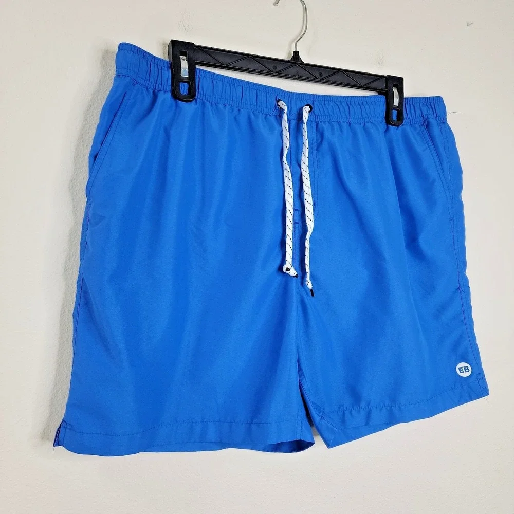 Eddie Bauer Men's Swim‎ Trunks 2XL Blue Drawstring Pocket Quick Dry Beach
